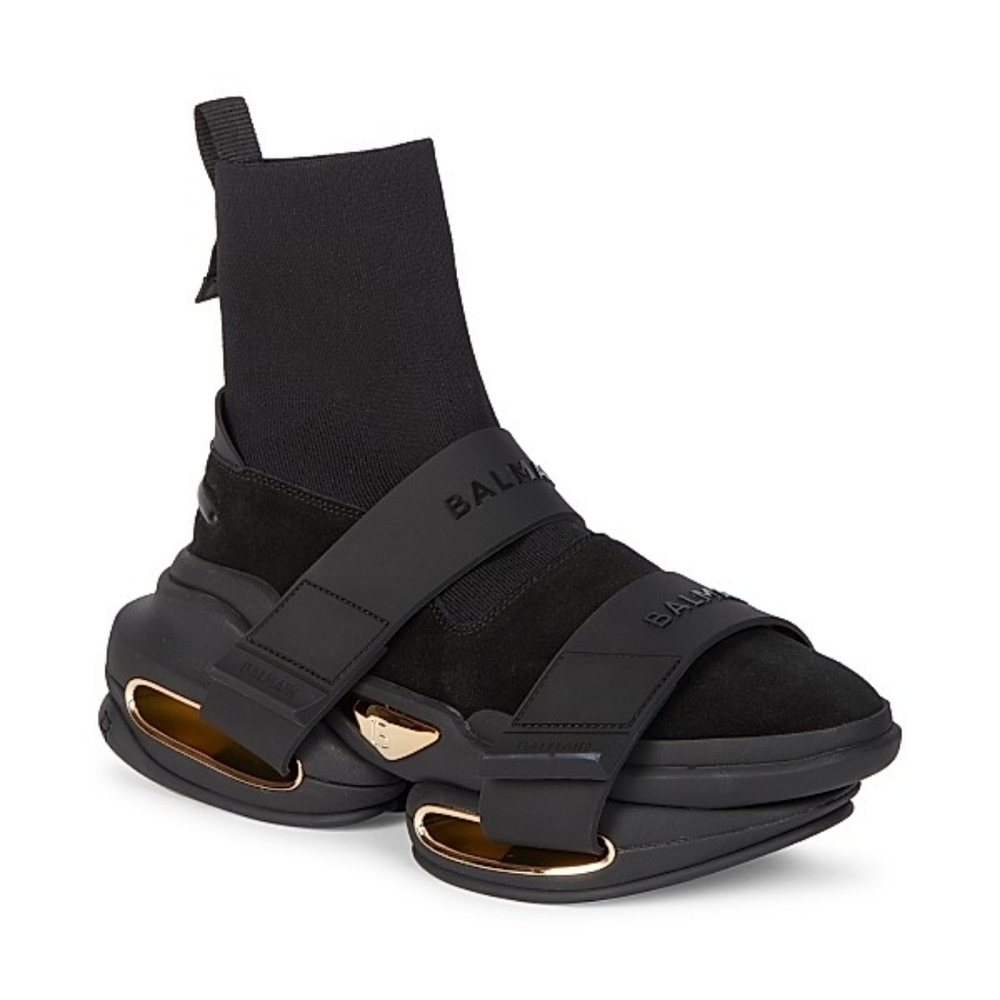 Balmain Black and Gold B BOLD Sneakers